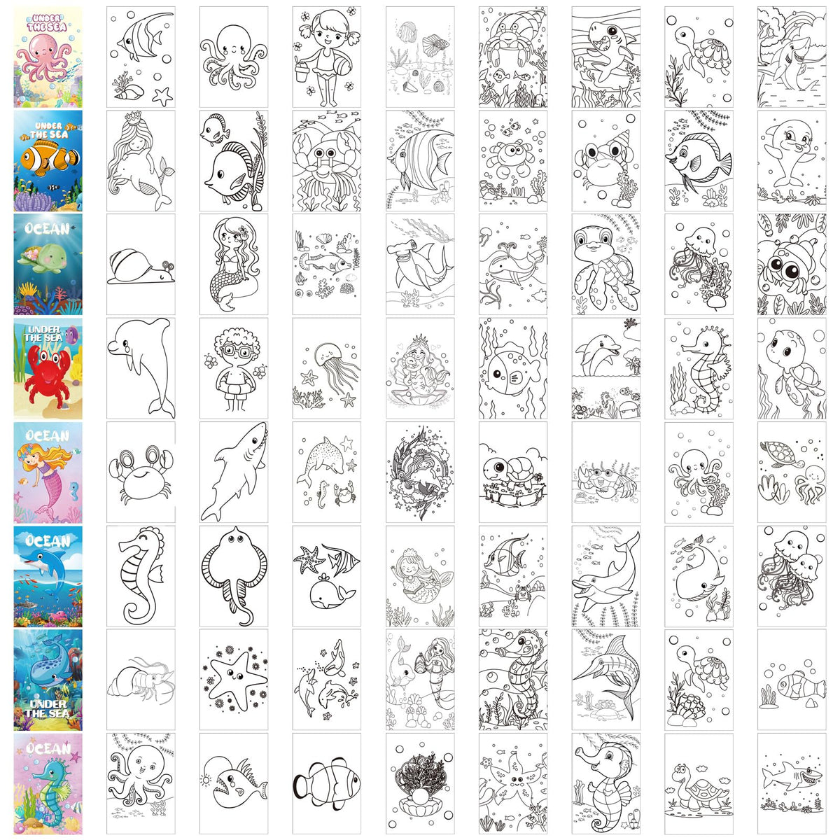 Estune Ocean Coloring Books 40-Pack – Undersea Mini Coloring for Parties