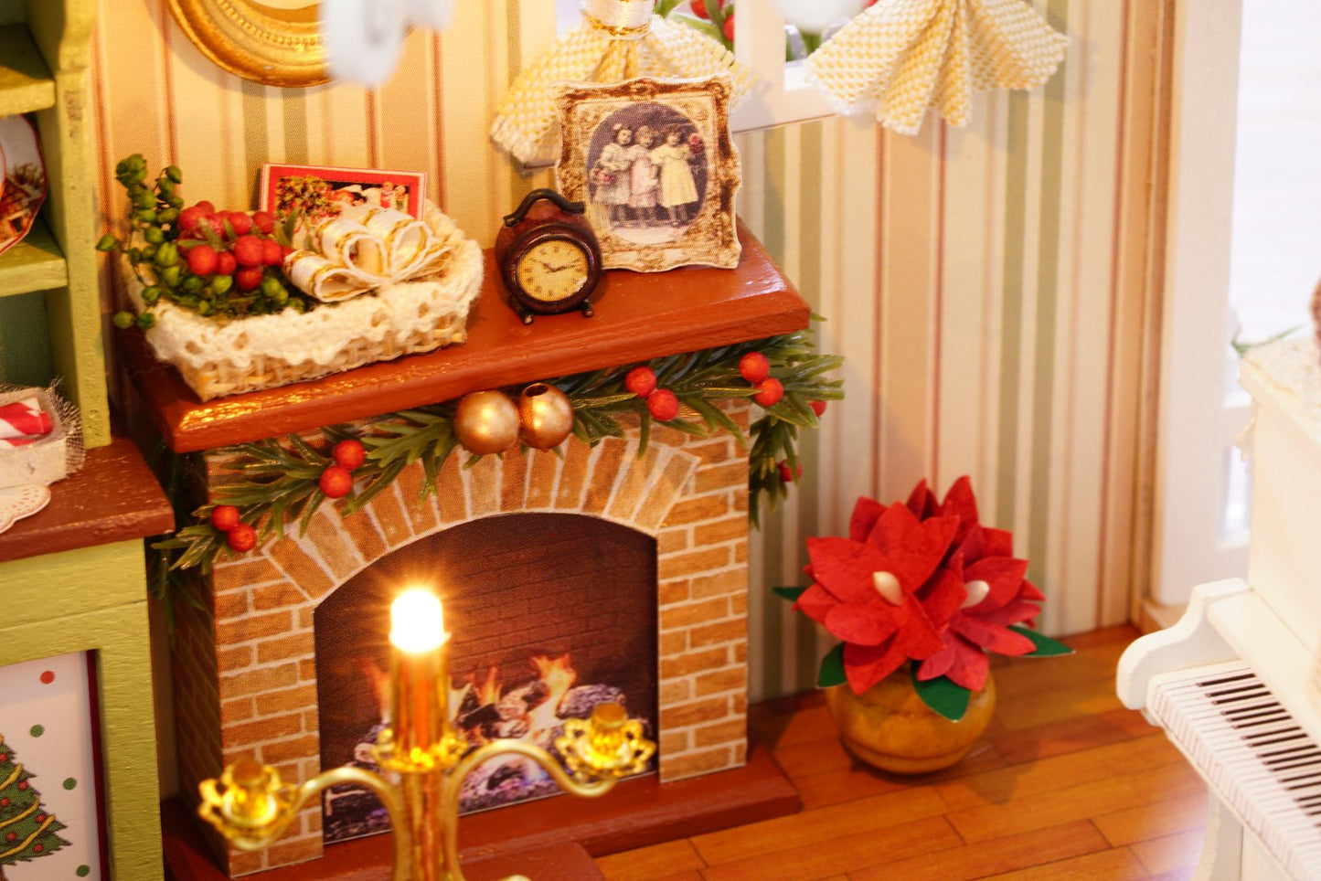 ESTUSR Christmas DIY Dollhouse Kit: Wooden Mini House with LED Lights & Accessories