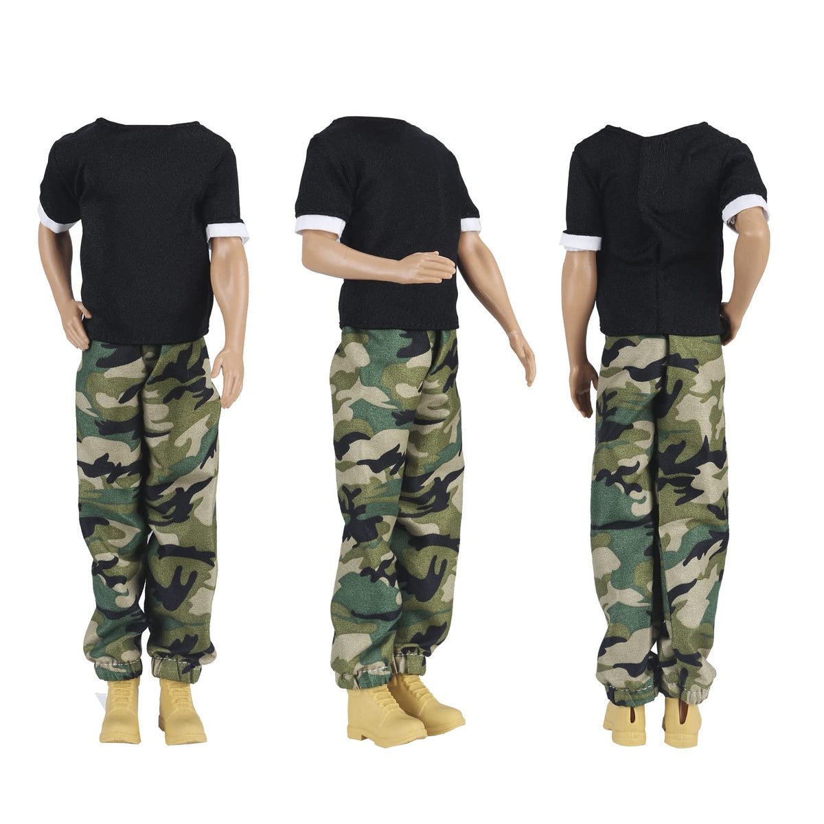 E-TING 3 Sets Doll Casual Wear for 12-Inch Dolls – Overalls, Jacket, Pants & Shoes