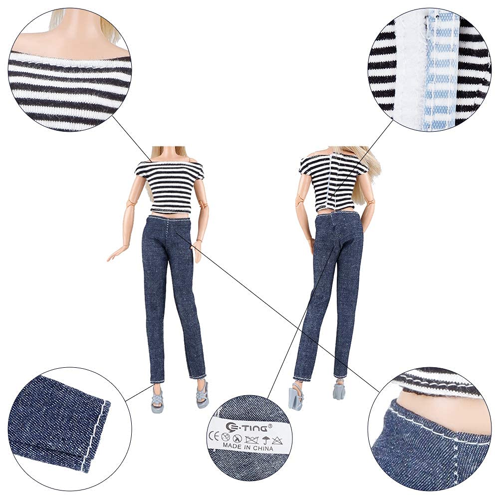E-TING Lot 10 Sets – 5 Casual Doll Outfits for 11.5-Inch Dolls (Style B)