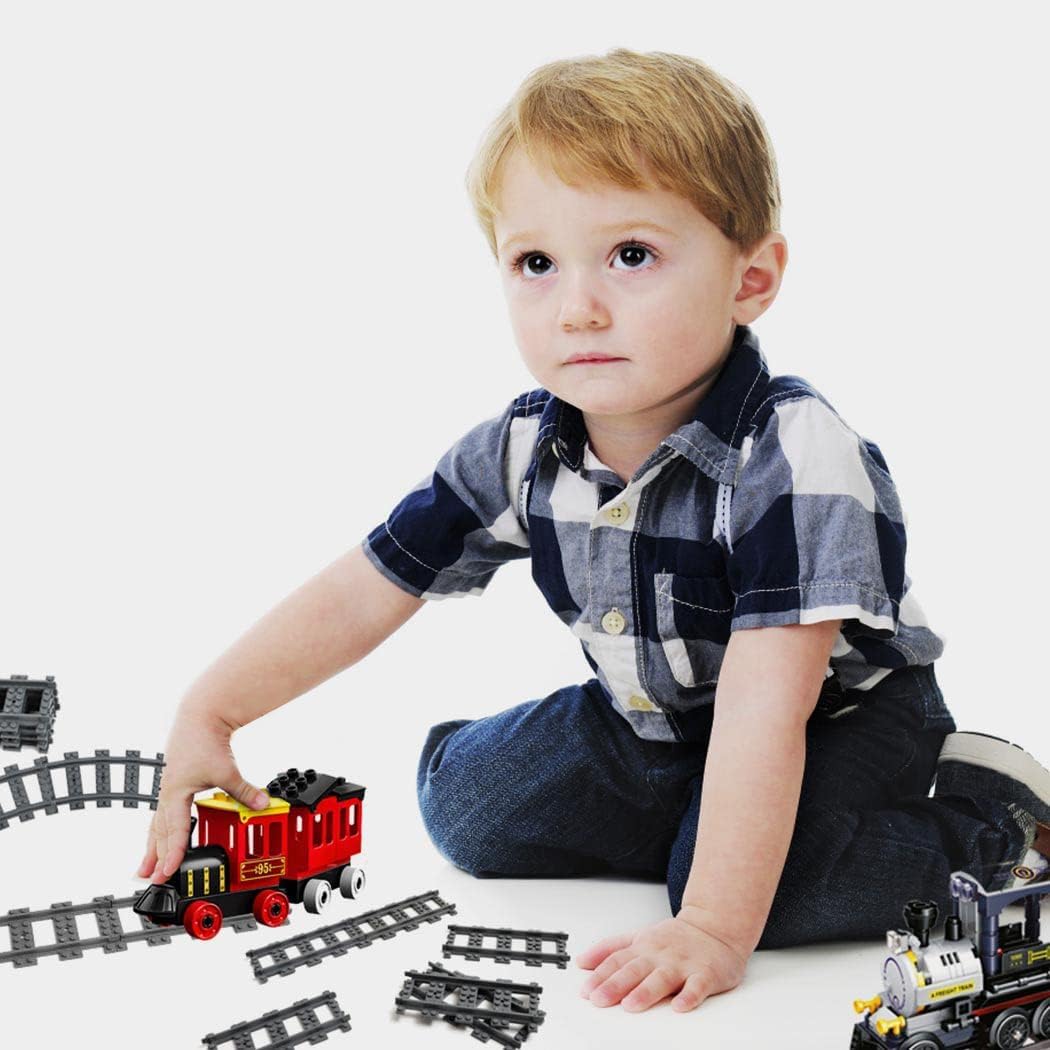 Etarnfly 60PCS City Train Tracks – Straight & Flexible Rail Set, Compatible with Major Brands