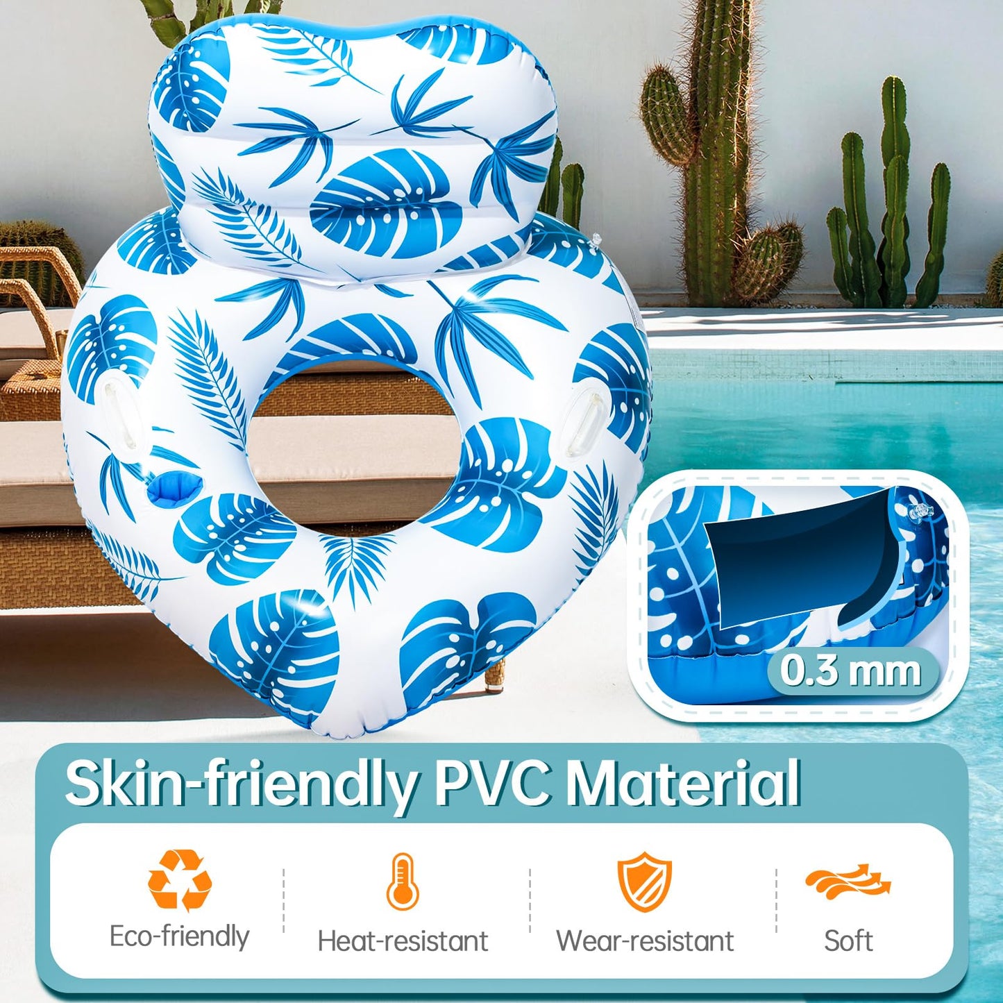Etegow 2025 Model: Inflatable Unibody Pool Lounger with Cup Holders