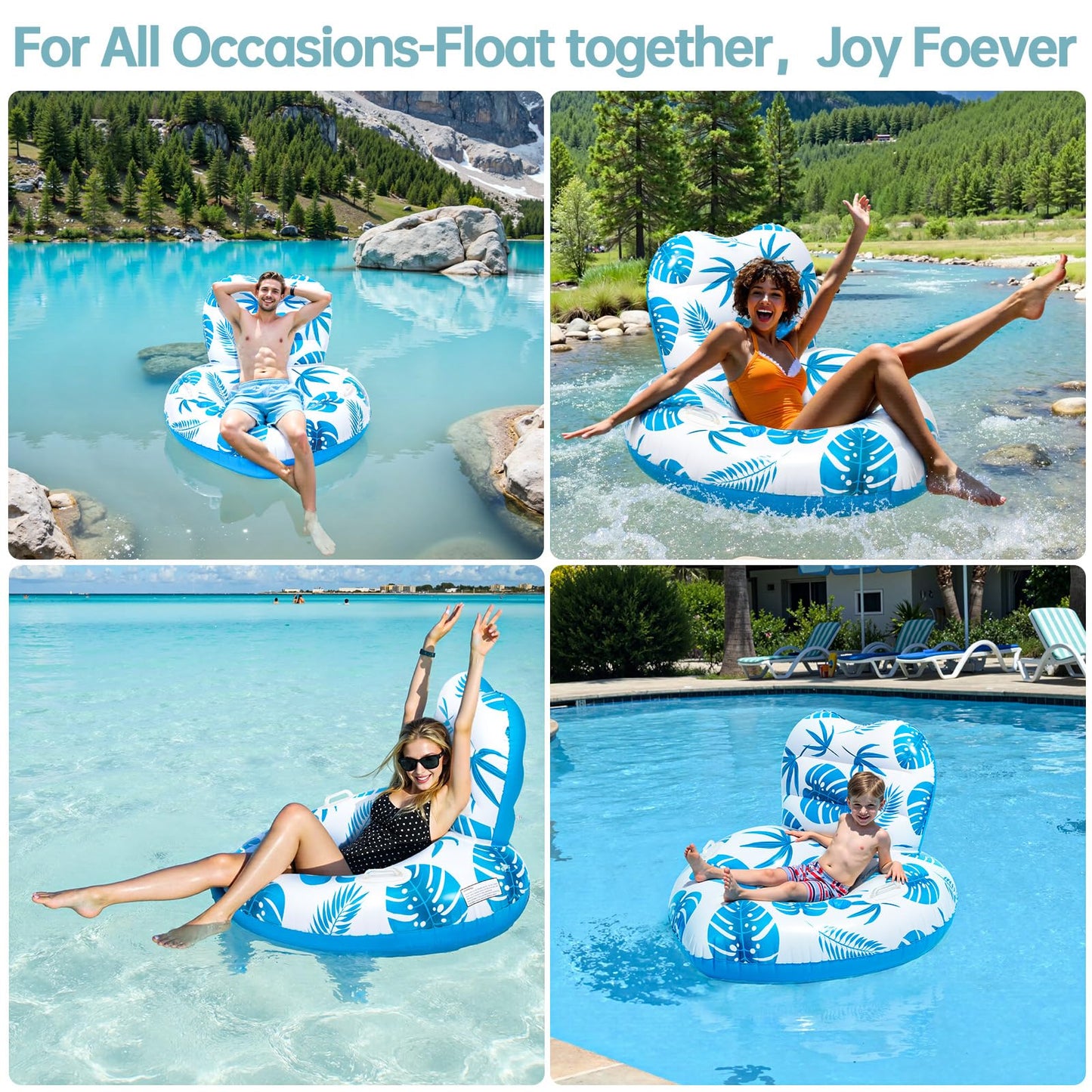 Etegow 2025 Model: Inflatable Unibody Pool Lounger with Cup Holders