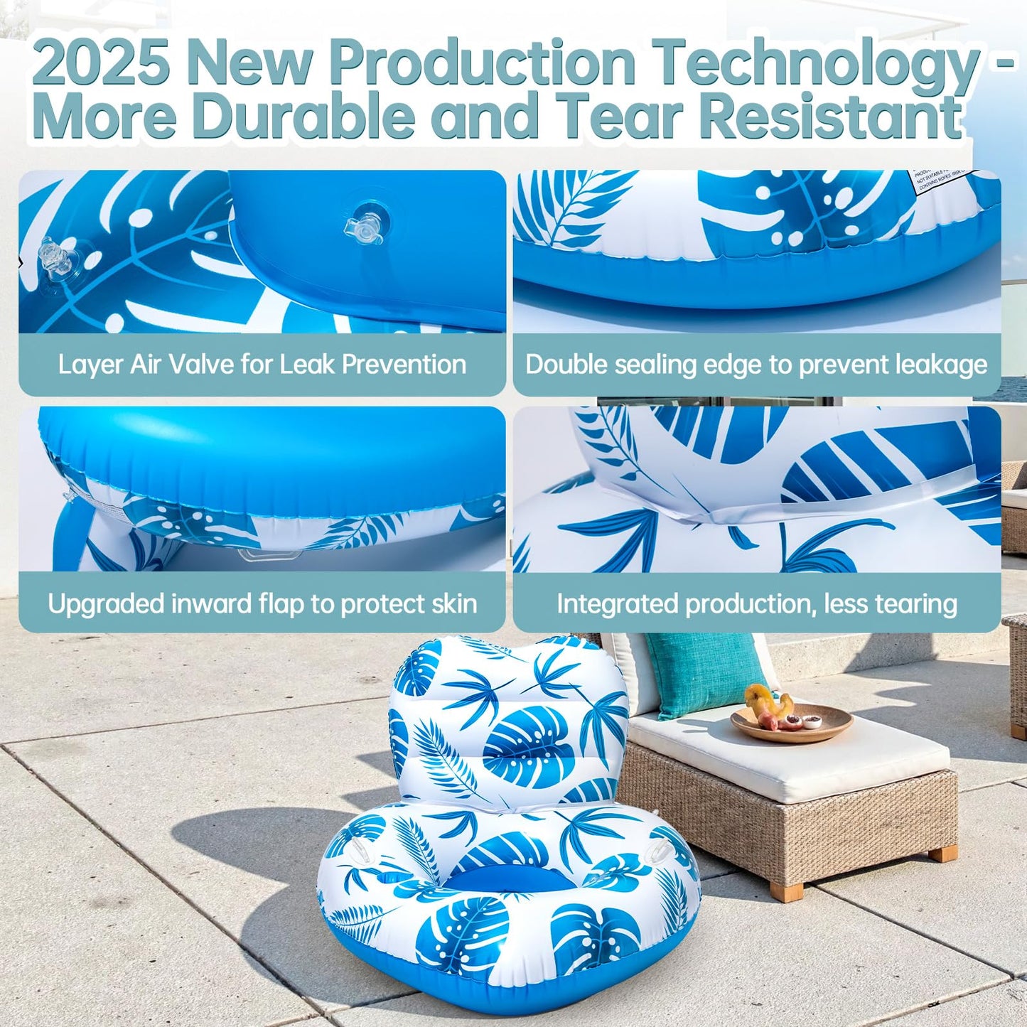 Etegow 2025 Model: Inflatable Unibody Pool Lounger with Cup Holders