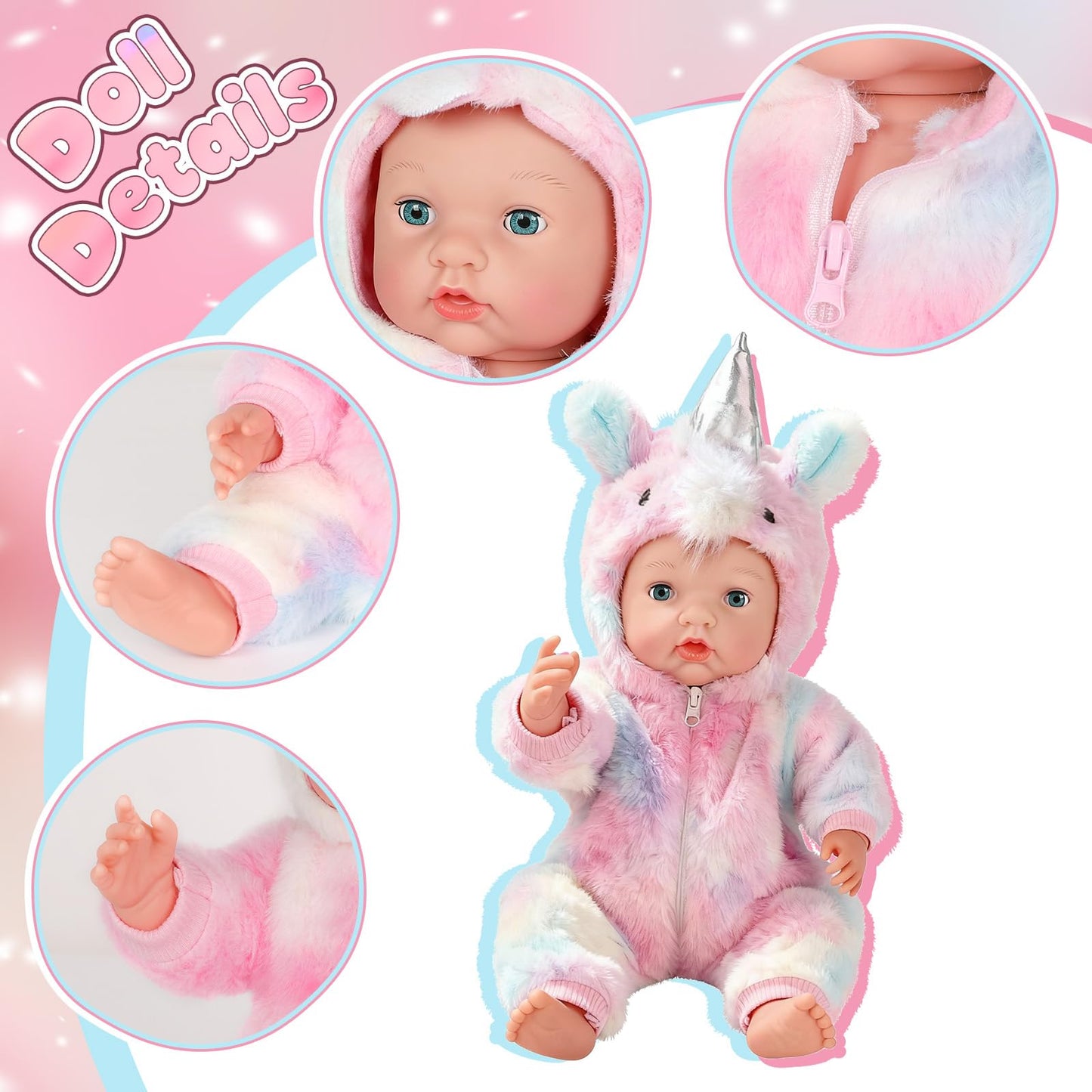 Eterfun 17-Inch Realistic Baby Doll – Lifelike Soft Body Toy with Bottle, Pacifier, Diapers