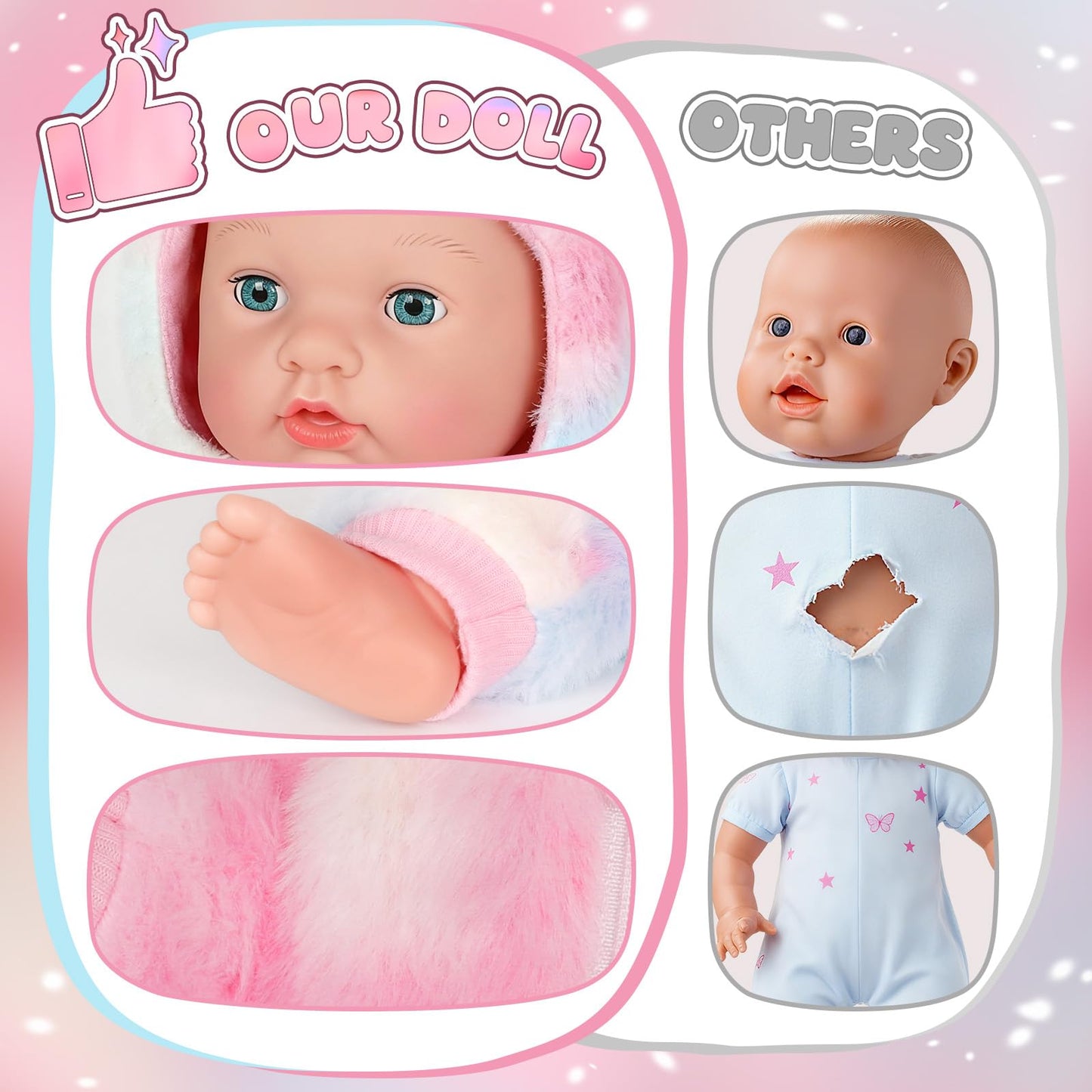 Eterfun 17-Inch Realistic Baby Doll – Lifelike Soft Body Toy with Bottle, Pacifier, Diapers