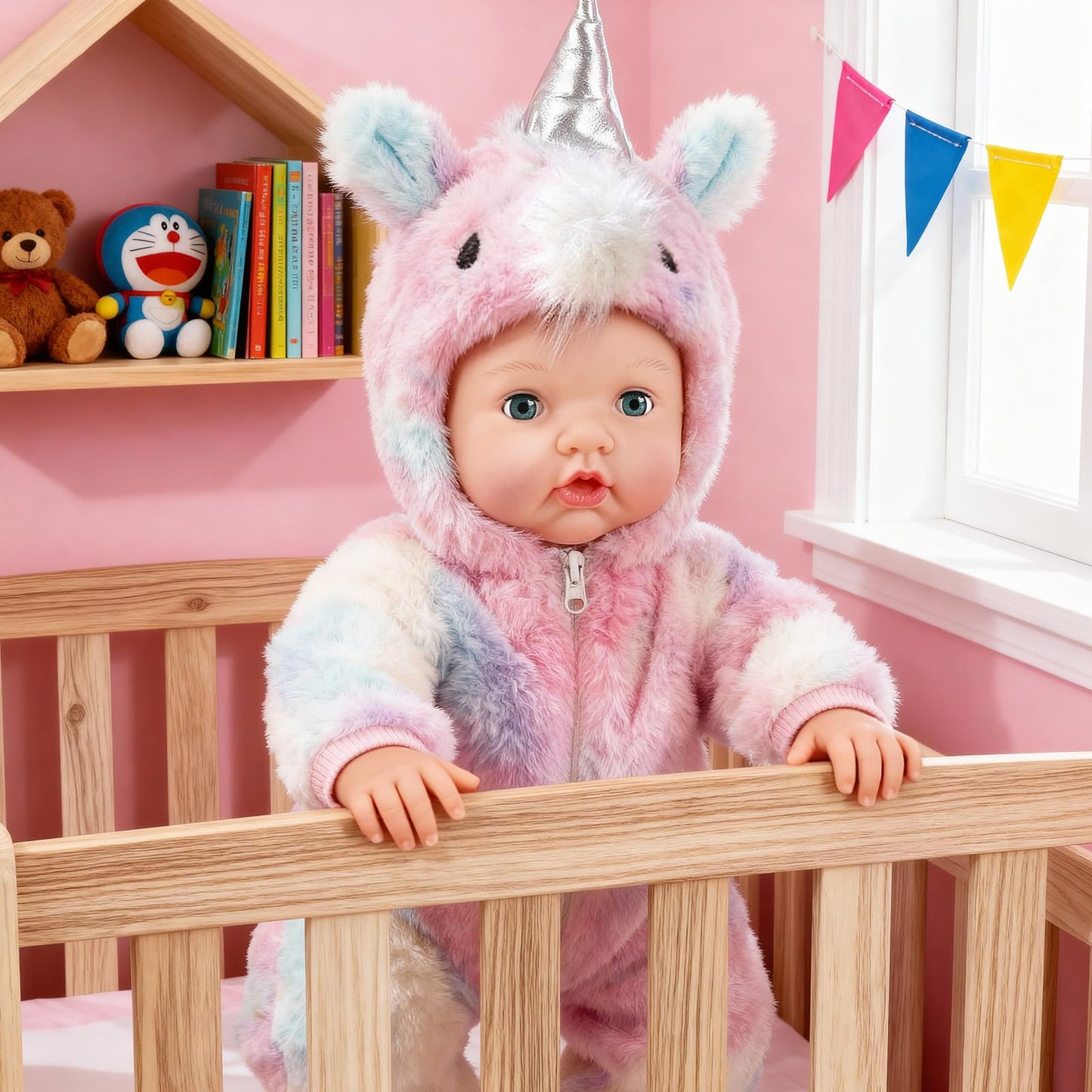 Eterfun 17-Inch Realistic Baby Doll – Lifelike Soft Body Toy with Bottle, Pacifier, Diapers