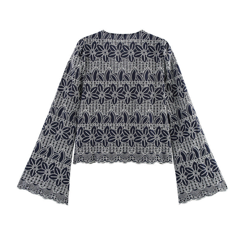 Ethnic Style Embroidered Bell Sleeve Vest Top