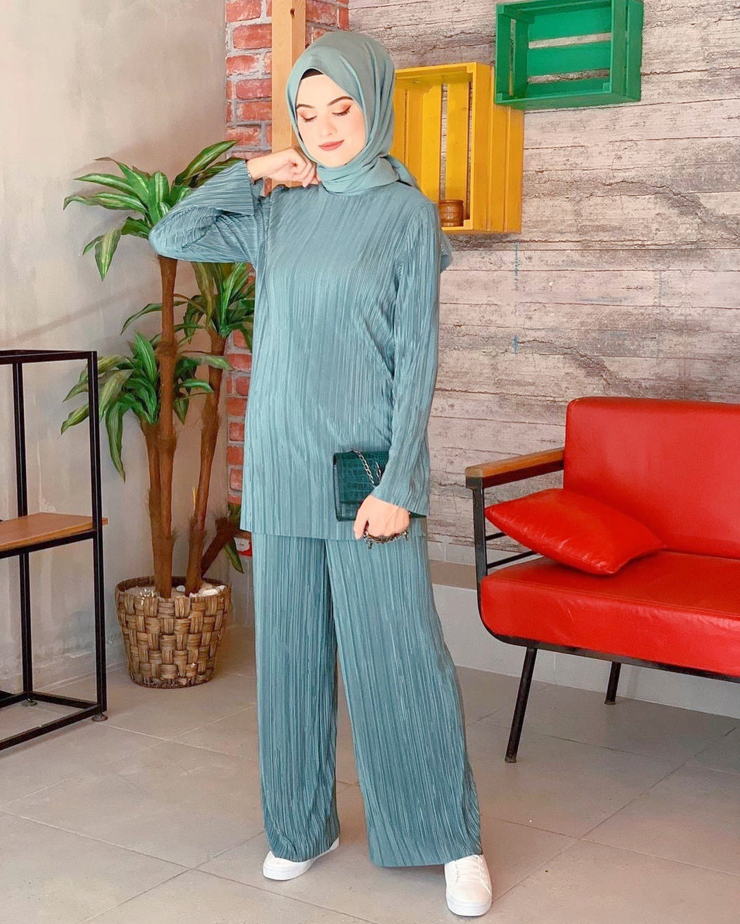 Ethnic Style Loose Casual Pleated 2-Pieces Suit
