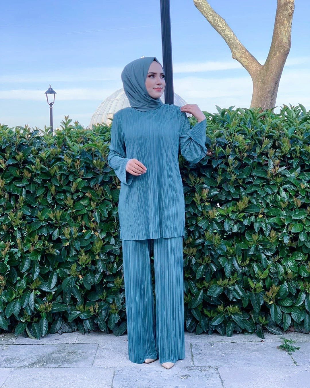 Ethnic Style Loose Casual Pleated 2-Pieces Suit
