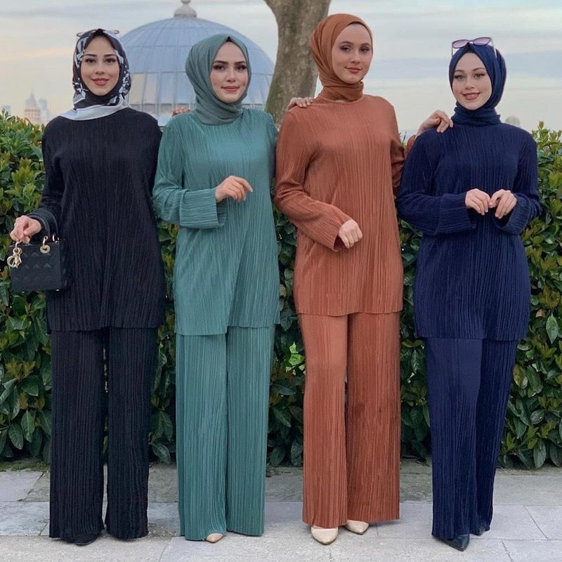 Ethnic Style Loose Casual Pleated 2-Pieces Suit