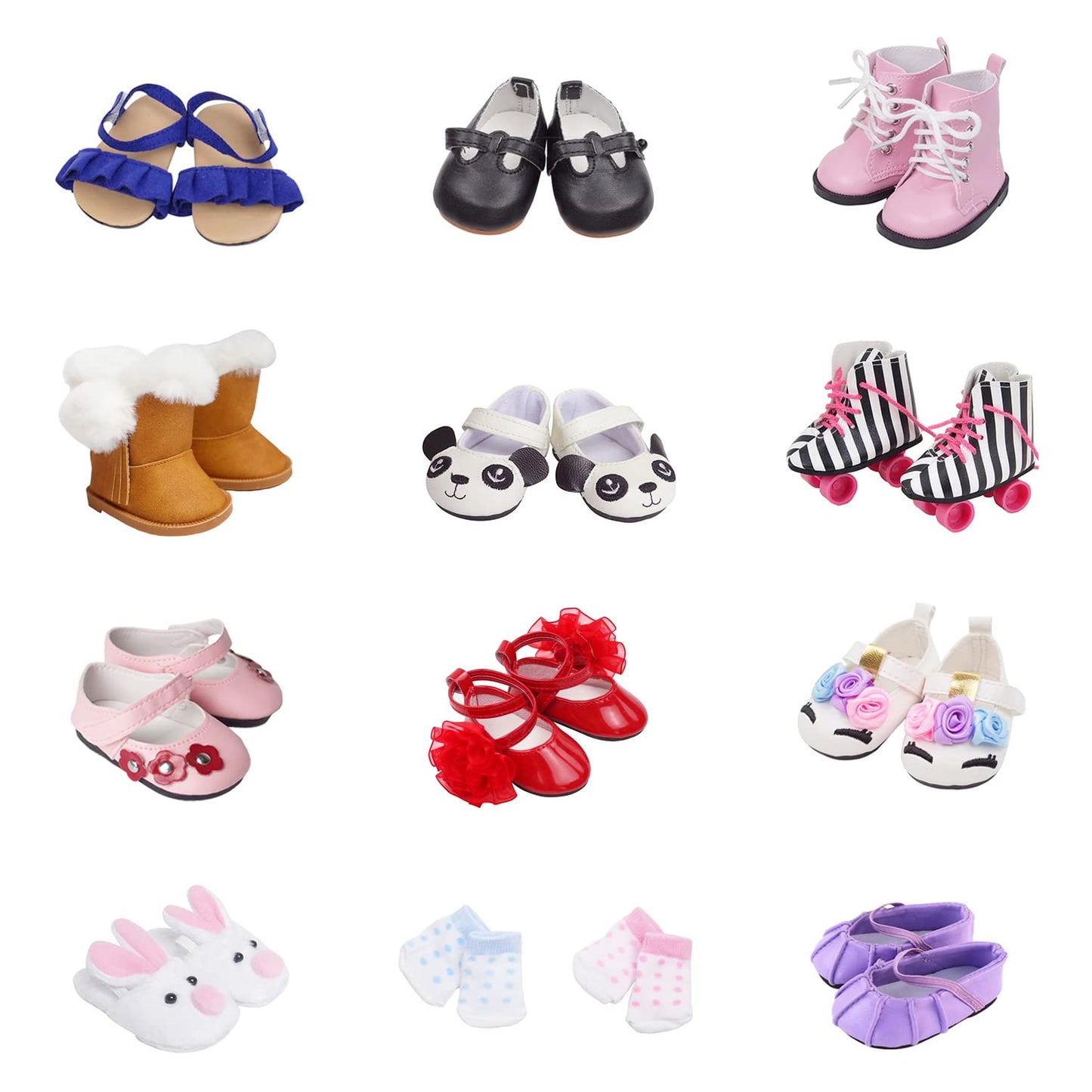 Etistta 6 Pairs Doll Shoes & 2 Socks Set for 18-Inch American Dolls | Boots, Slippers, Sandals & More