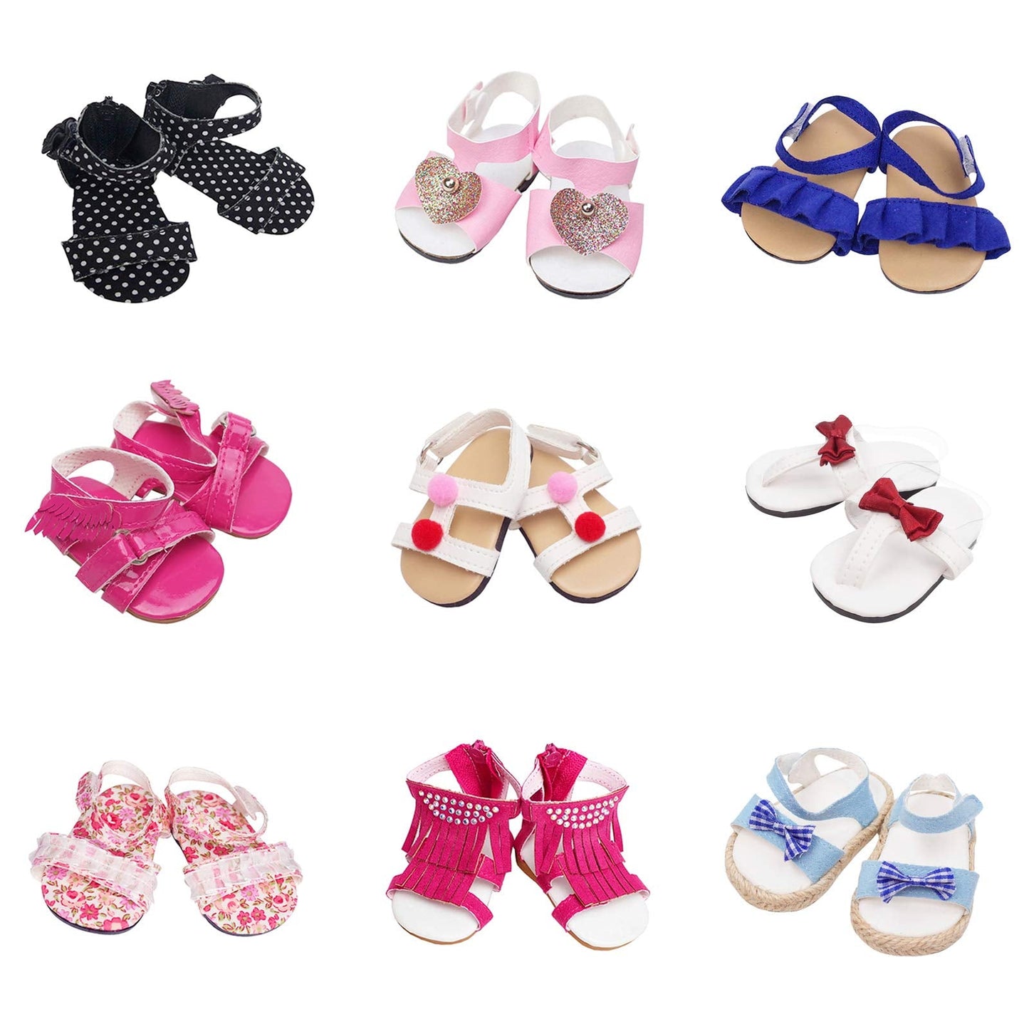 Etistta 6 Pairs Doll Shoes & 2 Socks Set for 18-Inch American Dolls | Boots, Slippers, Sandals & More