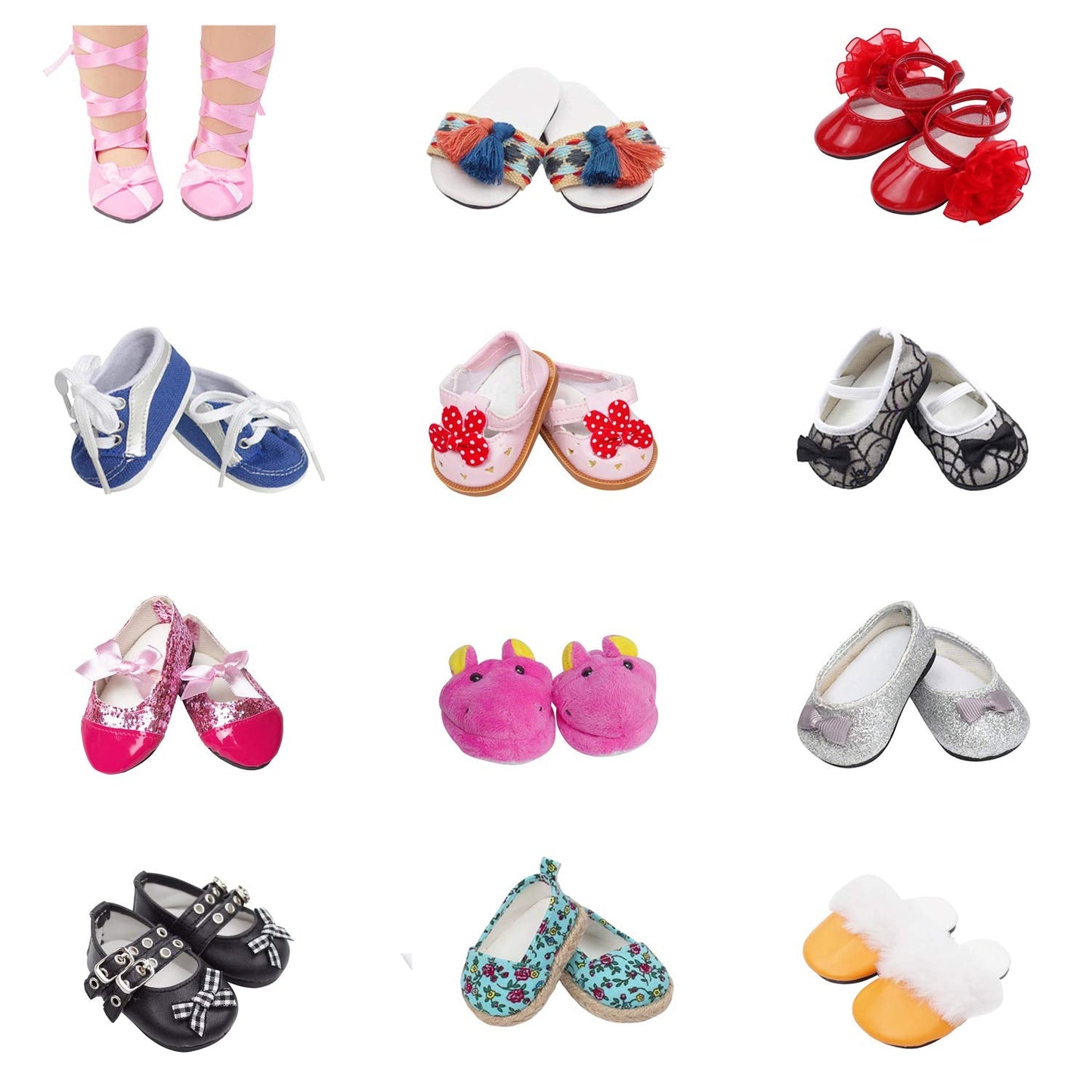 Etistta 6 Pairs Doll Shoes & 2 Socks Set for 18-Inch American Dolls | Boots, Slippers, Sandals & More