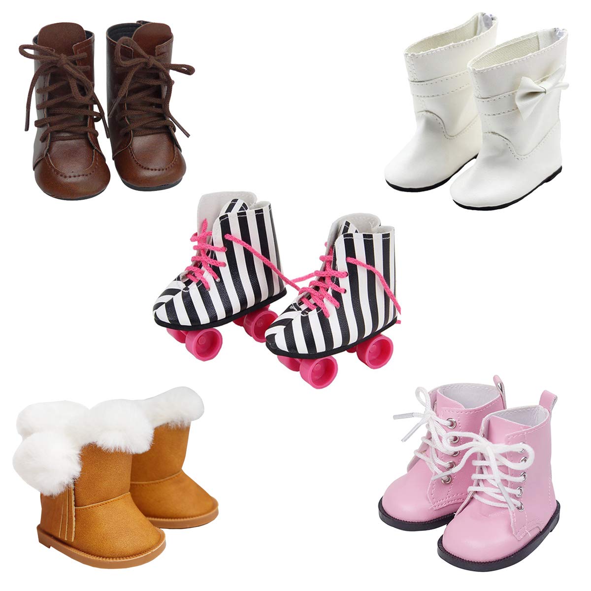 Etistta 6 Pairs Doll Shoes & 2 Socks Set for 18-Inch American Dolls | Boots, Slippers, Sandals & More