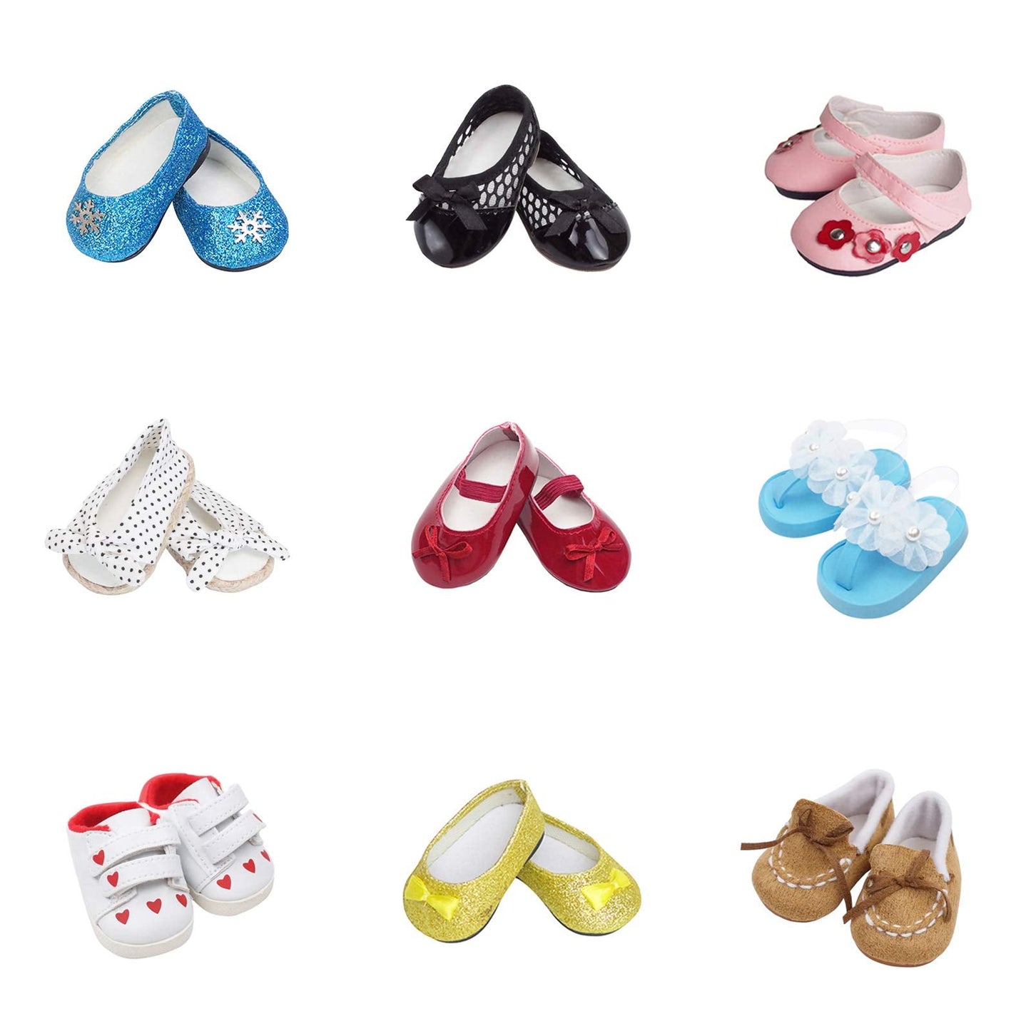 Etistta 6 Pairs Doll Shoes & 2 Socks Set for 18-Inch American Dolls | Boots, Slippers, Sandals & More