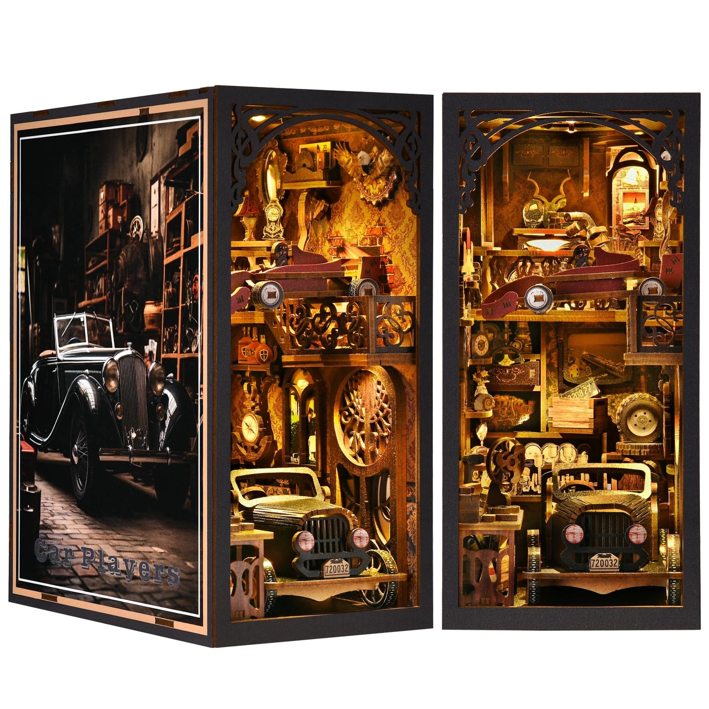 ETKVR Book Nook Kit – DIY Car-Themed 3D Bookend with LED Display