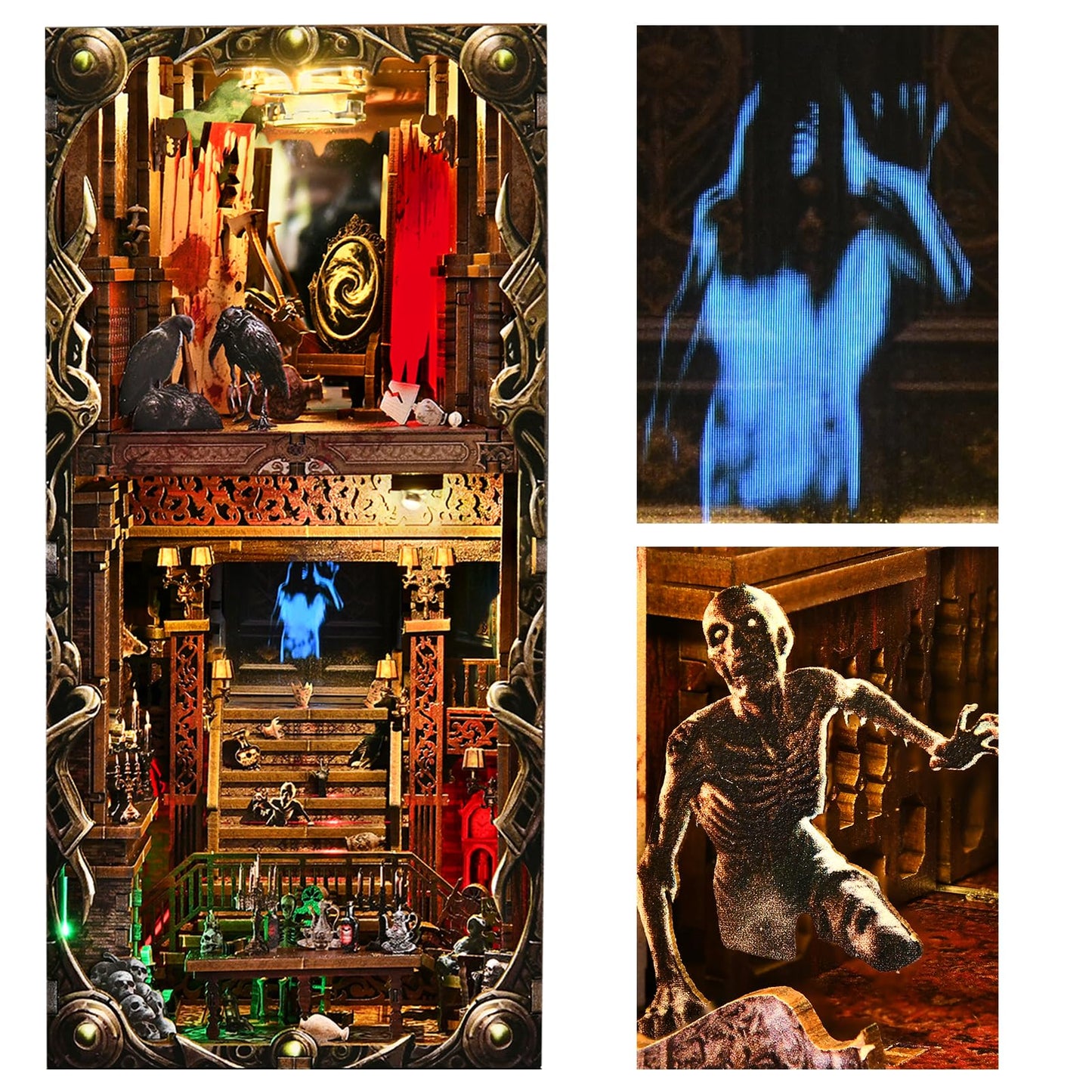 ETKVR Book Nook Kit | DIY 3D Wooden Bookend for Horror Decor