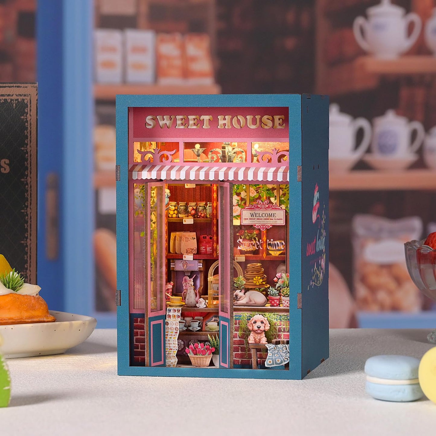 ETKVR Book Nook Kit - DIY 3D Wooden Puzzle & LED Bookend for Home Decor