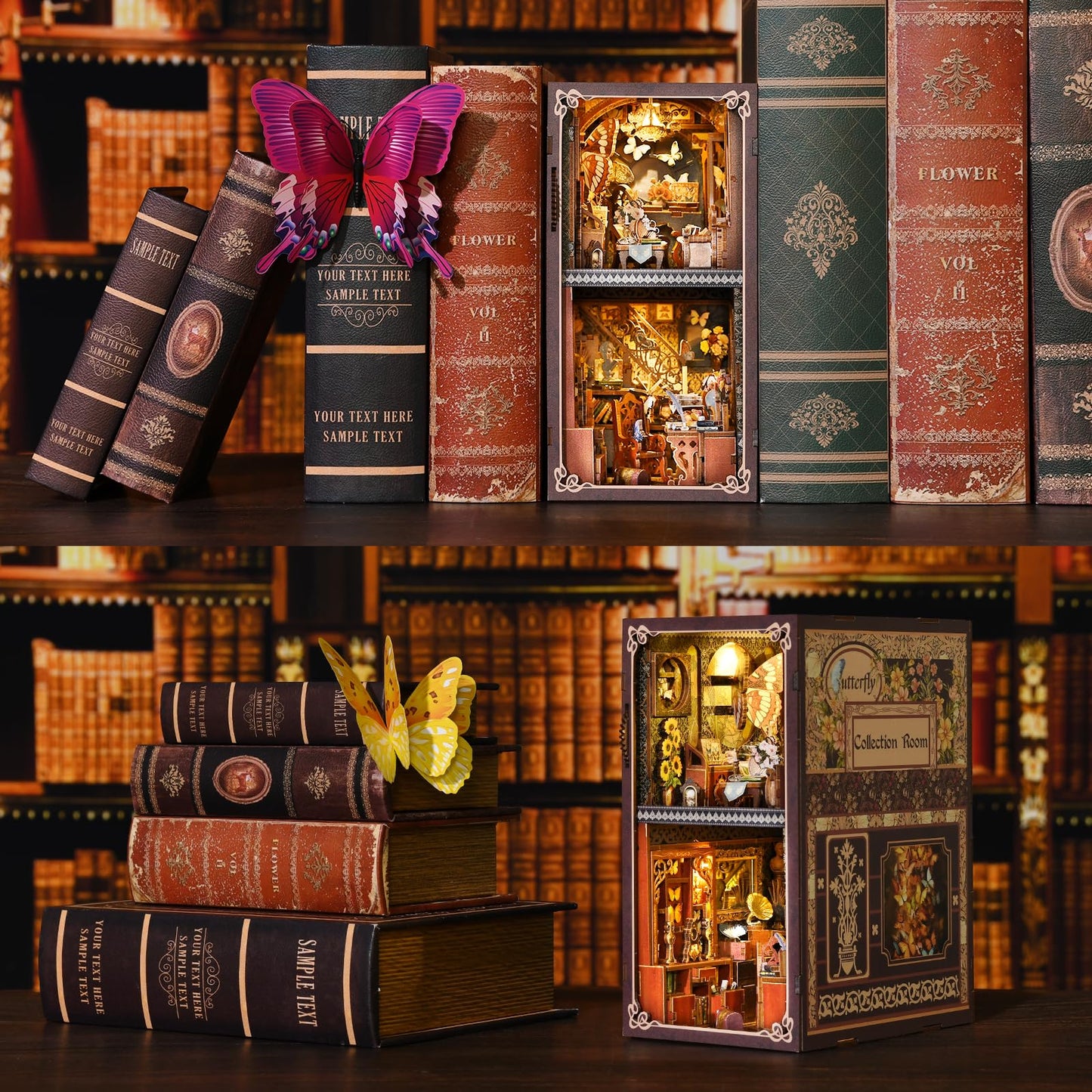 ETKVR Book Nook Kit – DIY Miniature House & Shelf Decor with LED