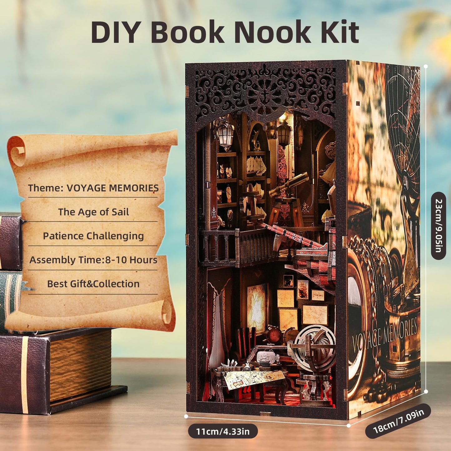 ETKVR Book Nook Kit - DIY Miniature House with LED Lighting | 3D Puzzle for Adults