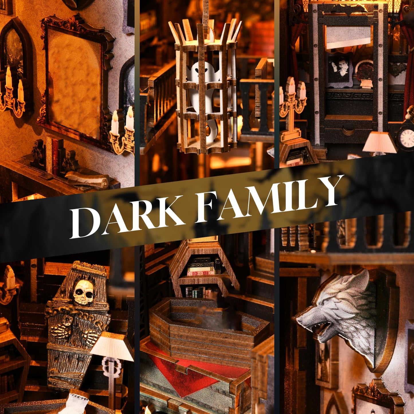 ETKVR Book Nook Kit – Dark Gothic DIY 3D Bookend & Shelf Insert