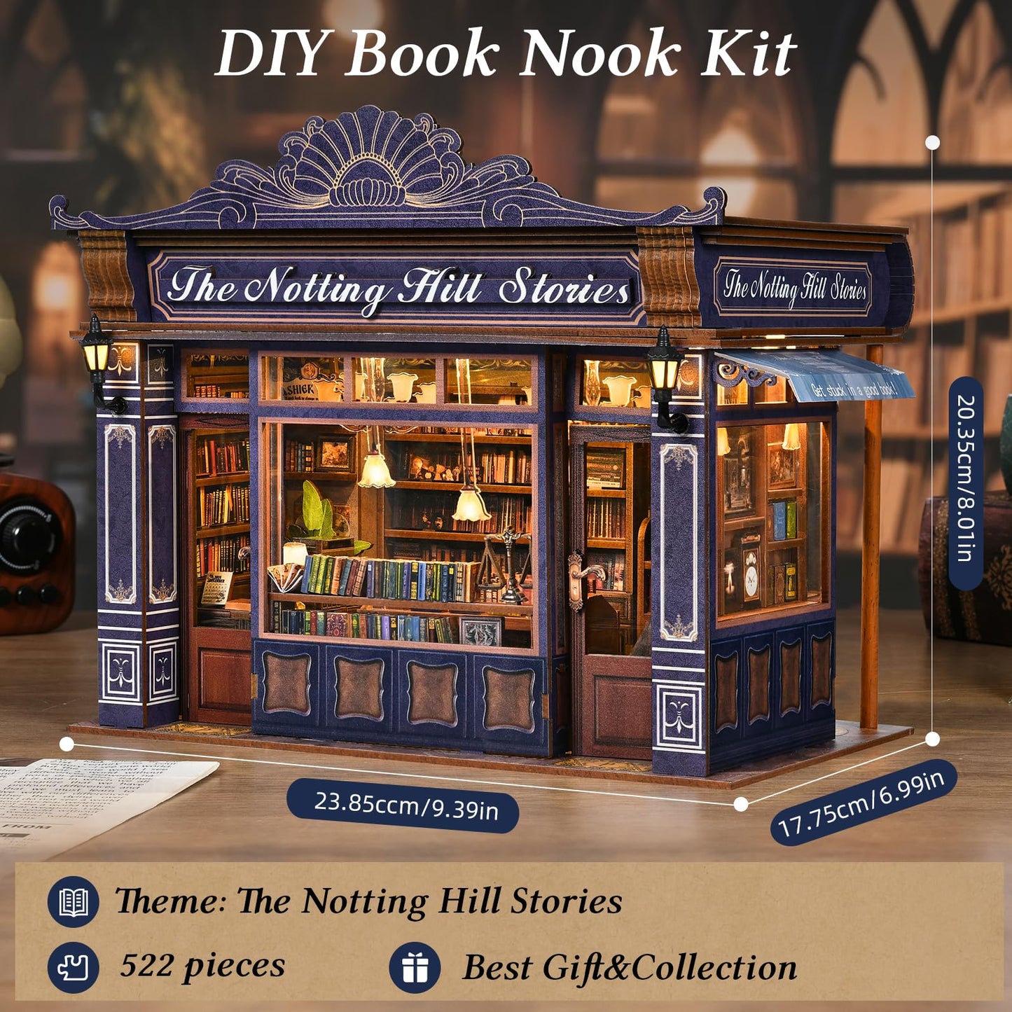 ETKVR Book Nook Kit - DIY Miniature Dollhouse for Adults | Bookshelf Decor