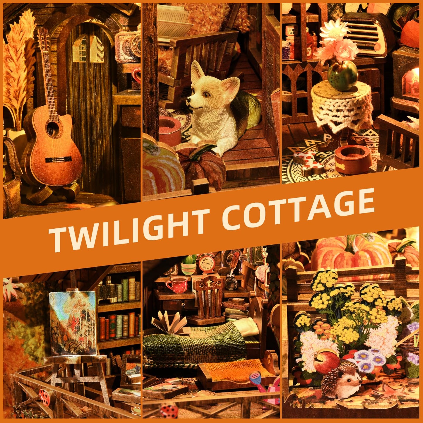 ETKVR Book Nook Kit – DIY Miniature Cottage with LED Lights & Dust Cover