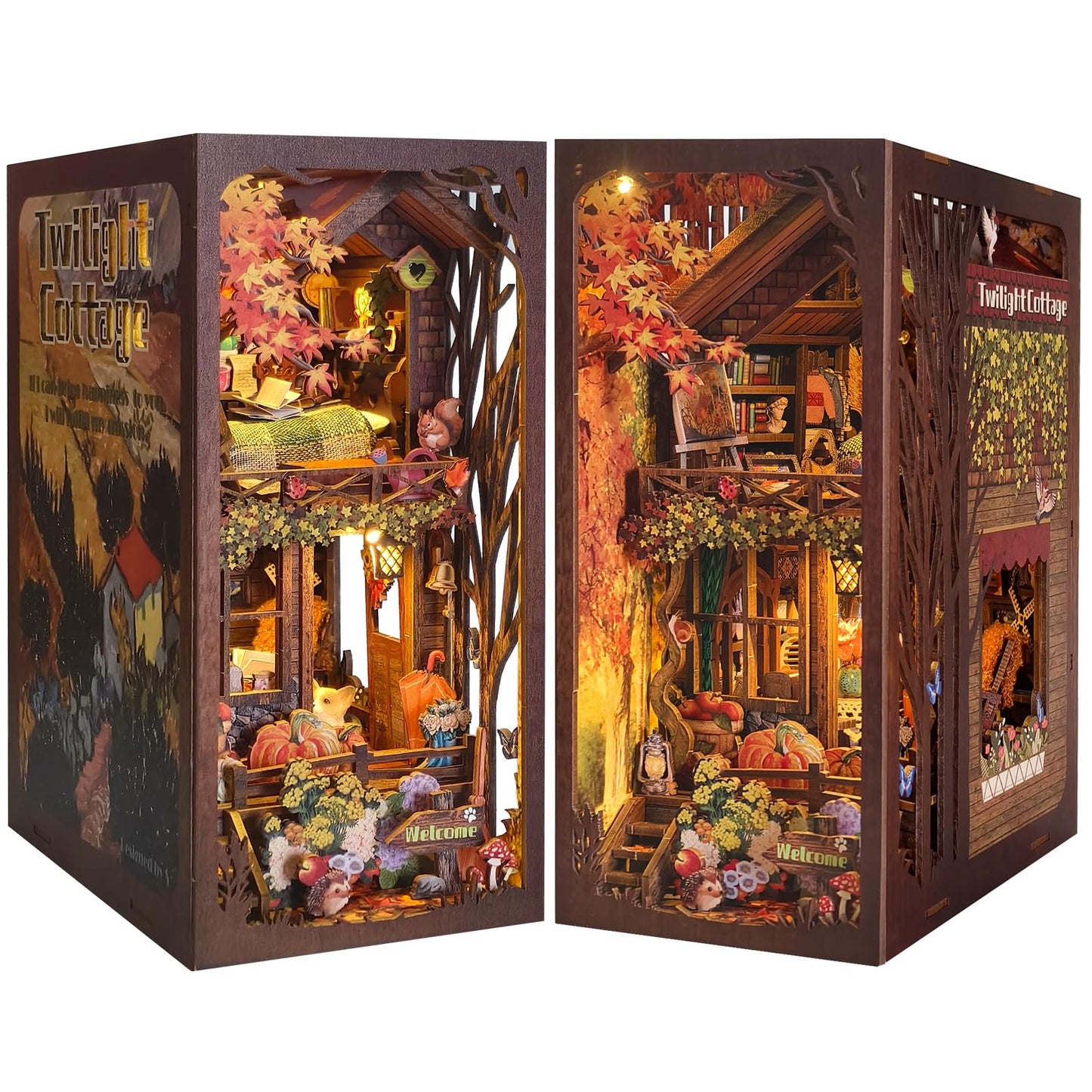 ETKVR Book Nook Kit – DIY Miniature Cottage with LED Lights & Dust Cover