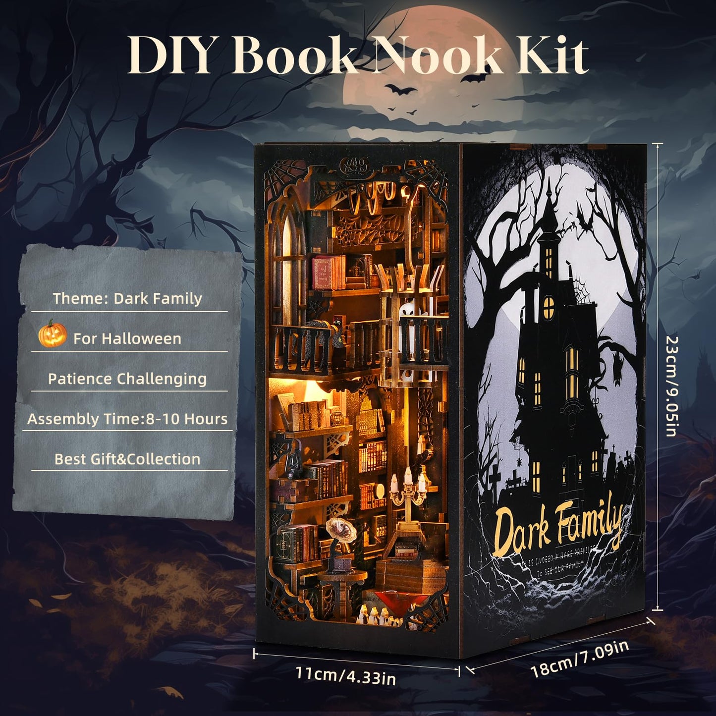 ETKVR Book Nook Kit – Dark Gothic DIY 3D Bookend & Shelf Insert