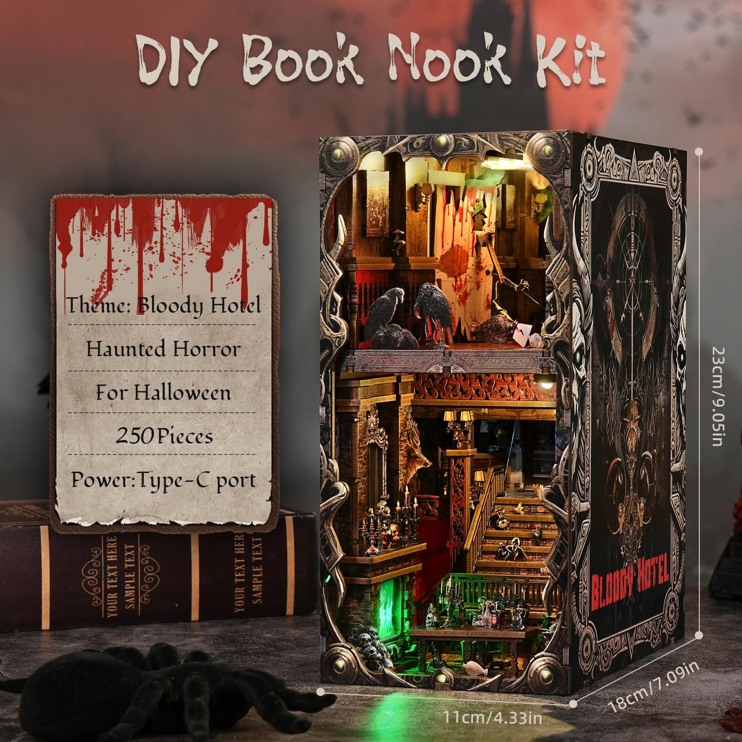 ETKVR Book Nook Kit | DIY 3D Wooden Bookend for Horror Decor