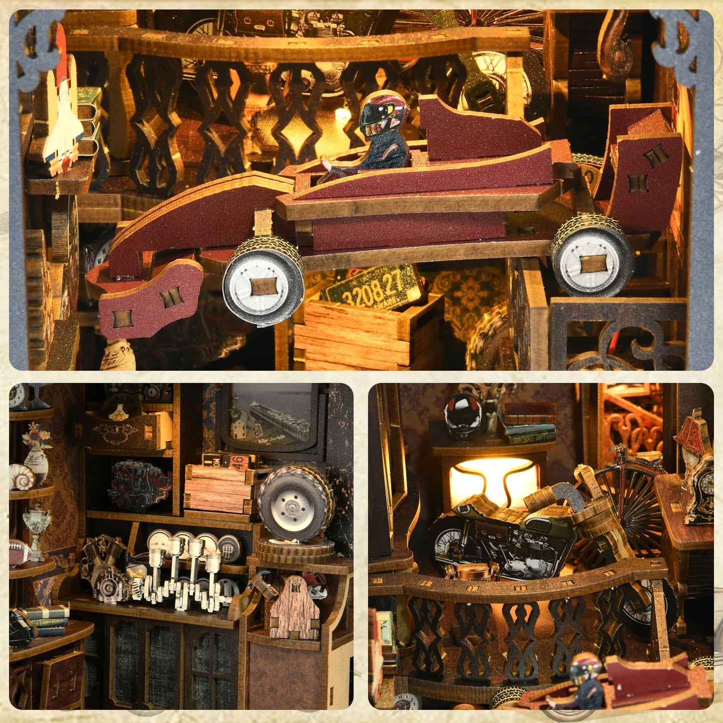 ETKVR Book Nook Kit – DIY Car-Themed 3D Bookend with LED Display