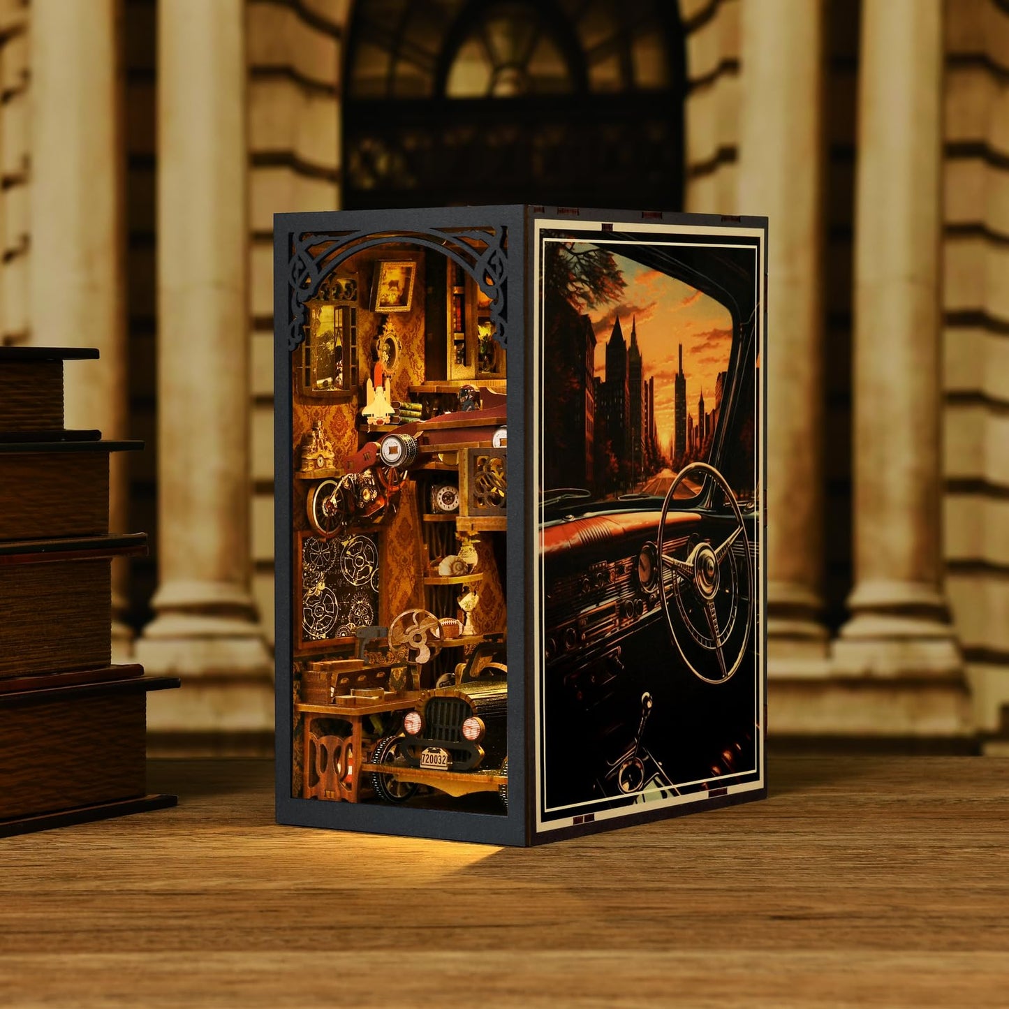 ETKVR Book Nook Kit – DIY Car-Themed 3D Bookend with LED Display