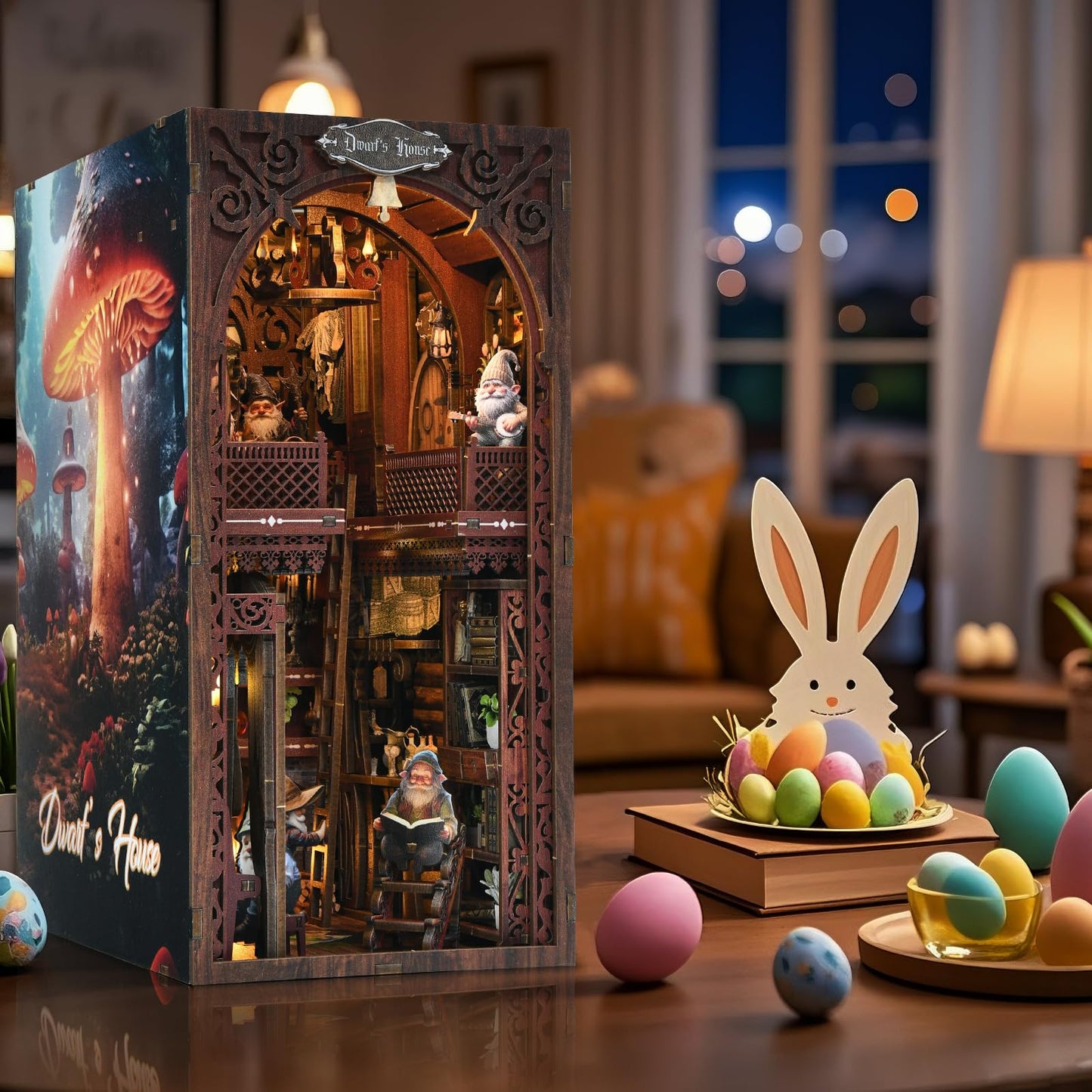 ETKVR Book Nook Kit – DIY 3D Wooden Puzzle with LED Lighting for Home Decor