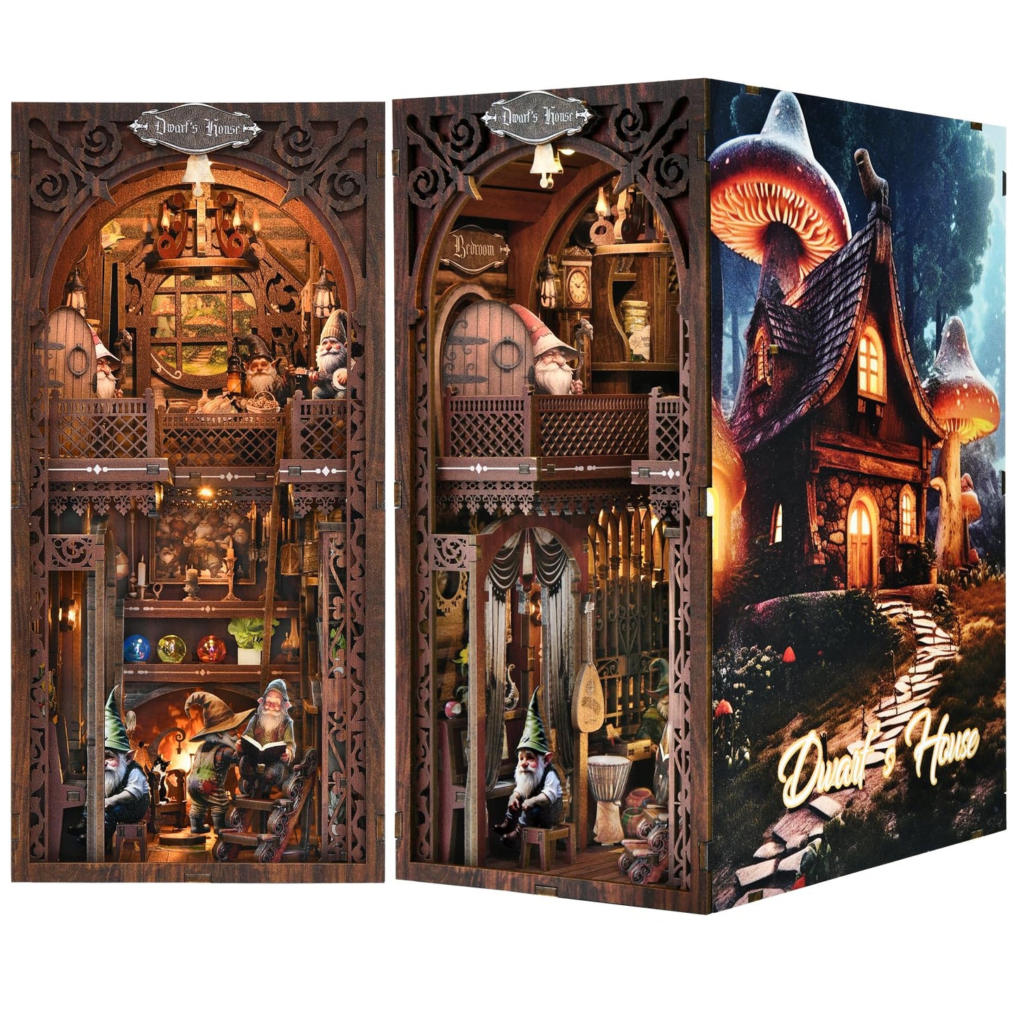 ETKVR Book Nook Kit – DIY 3D Wooden Puzzle with LED Lighting for Home Decor