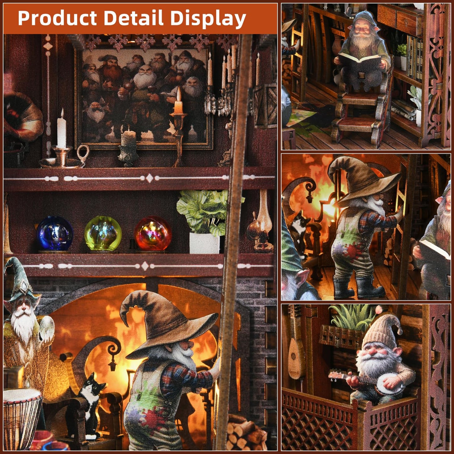 ETKVR Book Nook Kit – DIY 3D Wooden Puzzle with LED Lighting for Home Decor