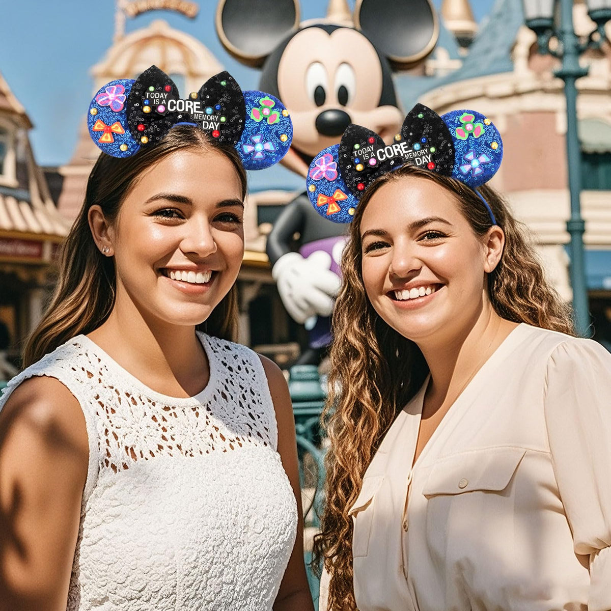 ETLUK Mouse Ears Headband – Blue Sequin Bow for Women and Girls | Cosplay, Parks & Parties