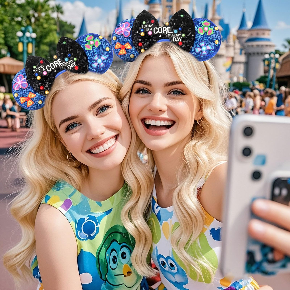 ETLUK Mouse Ears Headband – Blue Sequin Bow for Women and Girls | Cosplay, Parks & Parties