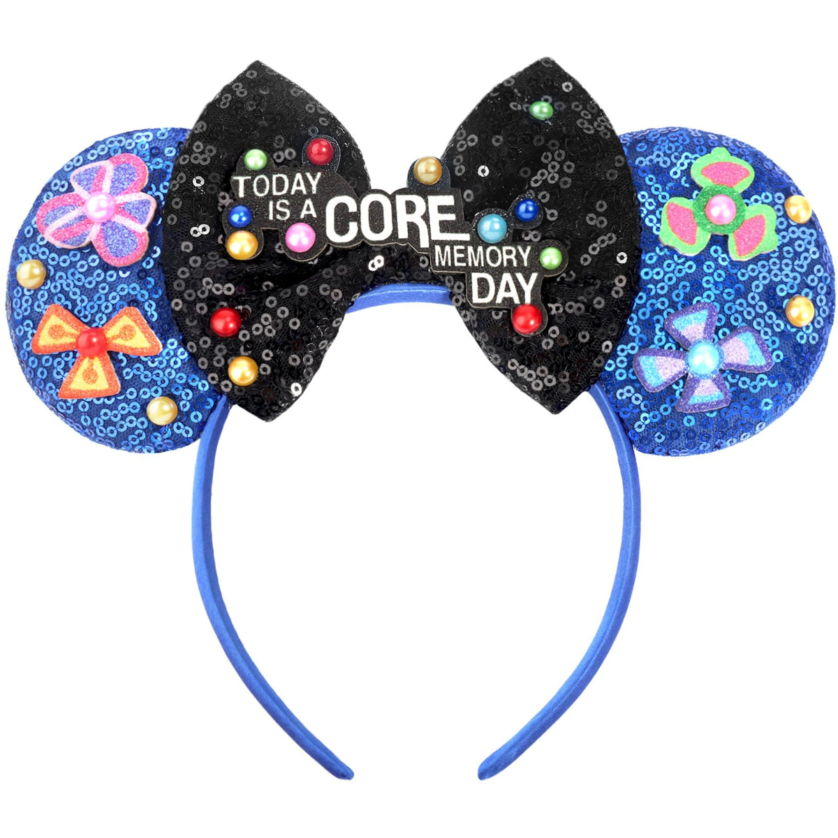 ETLUK Mouse Ears Headband – Blue Sequin Bow for Women and Girls | Cosplay, Parks & Parties