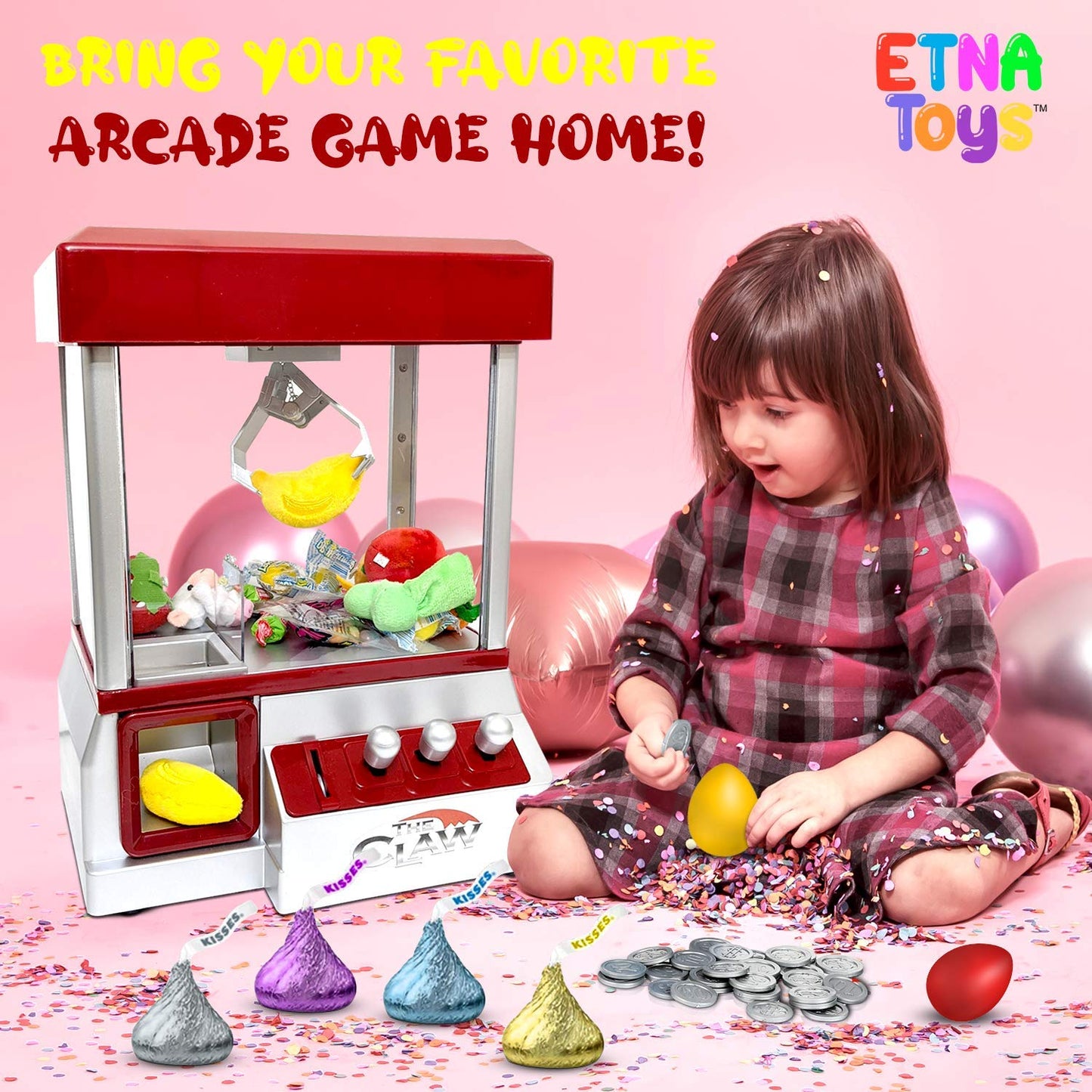 Etna Electronic Arcade Claw Machine Mini Candy Prize Dispenser – With Sound
