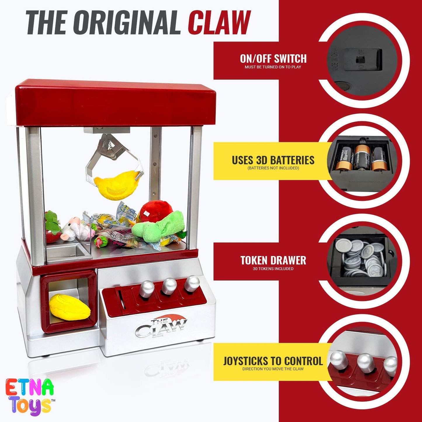 Etna Electronic Arcade Claw Machine Mini Candy Prize Dispenser – With Sound
