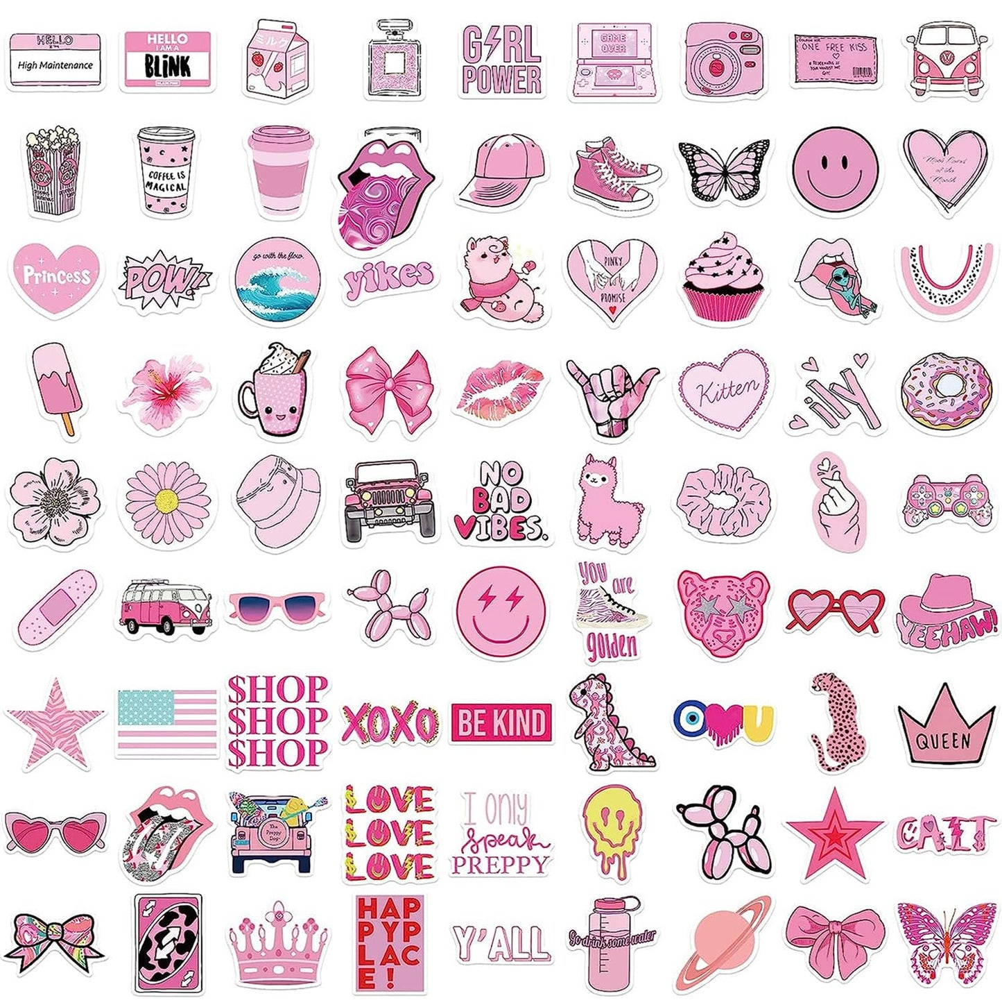 Etomiel 102 Pcs Preppy Stickers – Vinyl Aesthetic, Waterproof