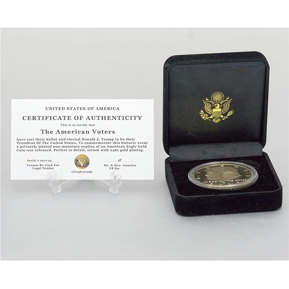 eTradewinds Donald Trump 45-47 Liberty Eagle 1oz Gold Coin Set – Velvet Case, 24k Gold Plated, Certificate of Authenticity