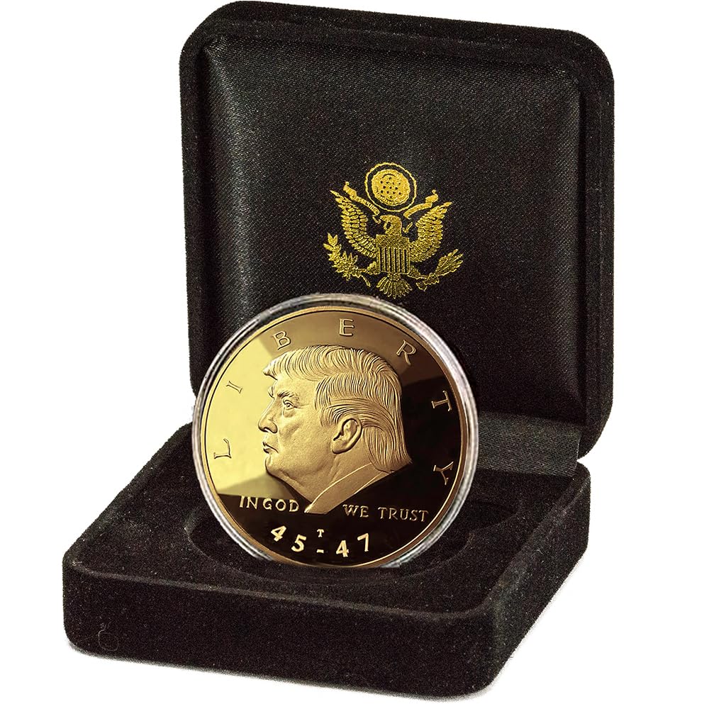 eTradewinds Donald Trump 45-47 Liberty Eagle 1oz Gold Coin Set – Velvet Case, 24k Gold Plated, Certificate of Authenticity