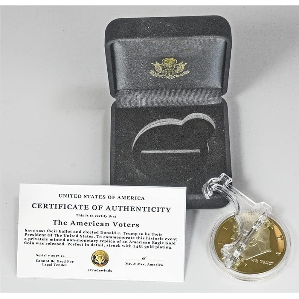 eTradewinds Donald Trump 45-47 Liberty Eagle 1oz Gold Coin Set – Velvet Case, 24k Gold Plated, Certificate of Authenticity