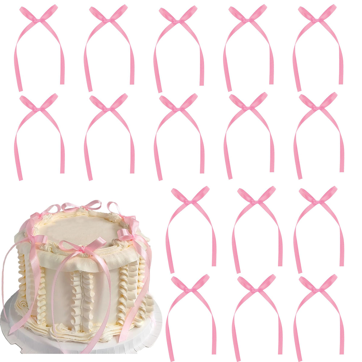 Etwgbaby 20-Pack Black Bow Cupcake Toppers | Bowknot Dessert Picks for Cakes, Birthdays, Bridal & Baby Showers
