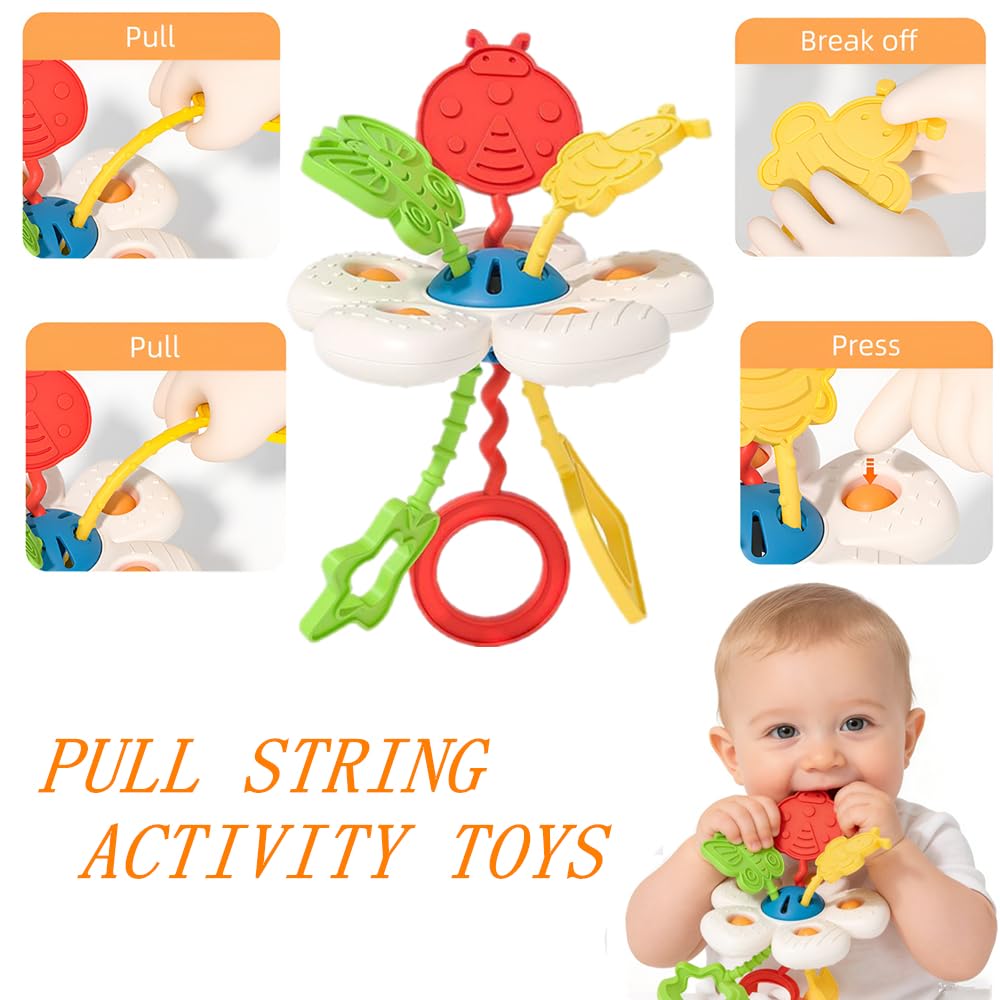 Etyat Baby Toys 6-12 Months – Montessori Silicone Teether, Stacking Blocks & Sensory Set