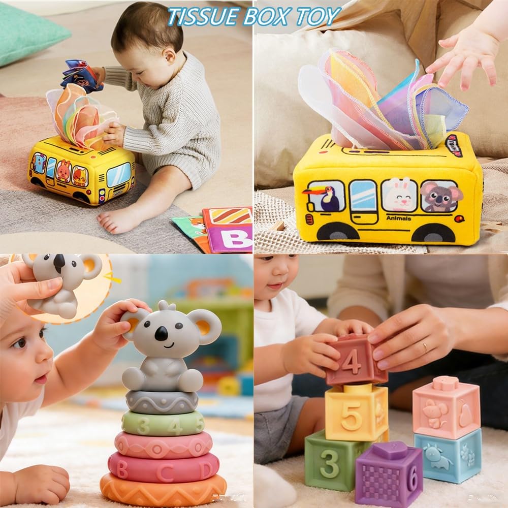 Etyat Montessori Baby Toys 6-18 Months – Sensory Sorting Stacking Teether Set