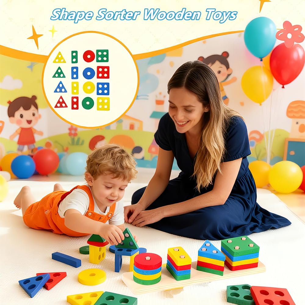 Etyat Montessori Baby Toys 6-18 Months – Sensory Sorting Stacking Teether Set
