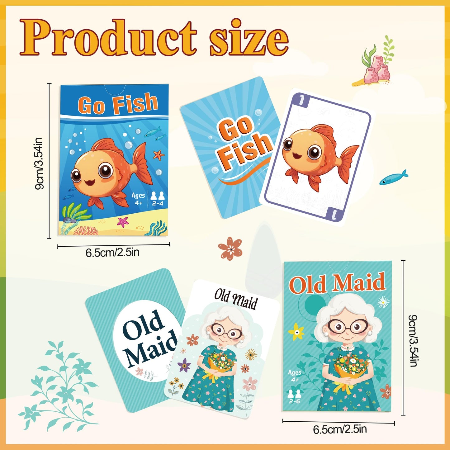 Etyishe Go Fish & Old Maid Card Game — 2 Decks for Family Nights